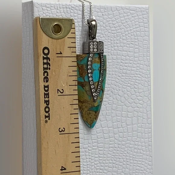 Designer NF Sterling Silver Arrowhead TurquoisePendant Necklace 20”